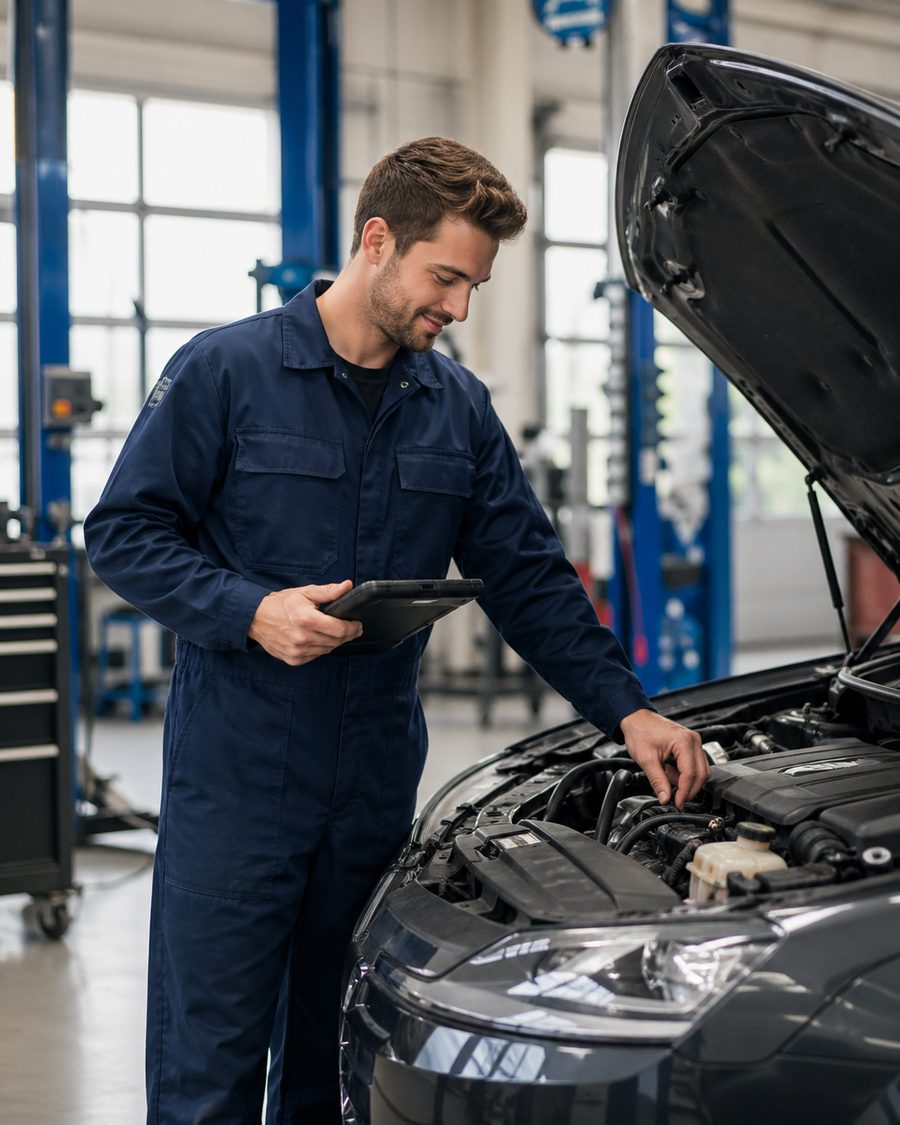 Driveline Autohoolduse mehaanikud töökojas
